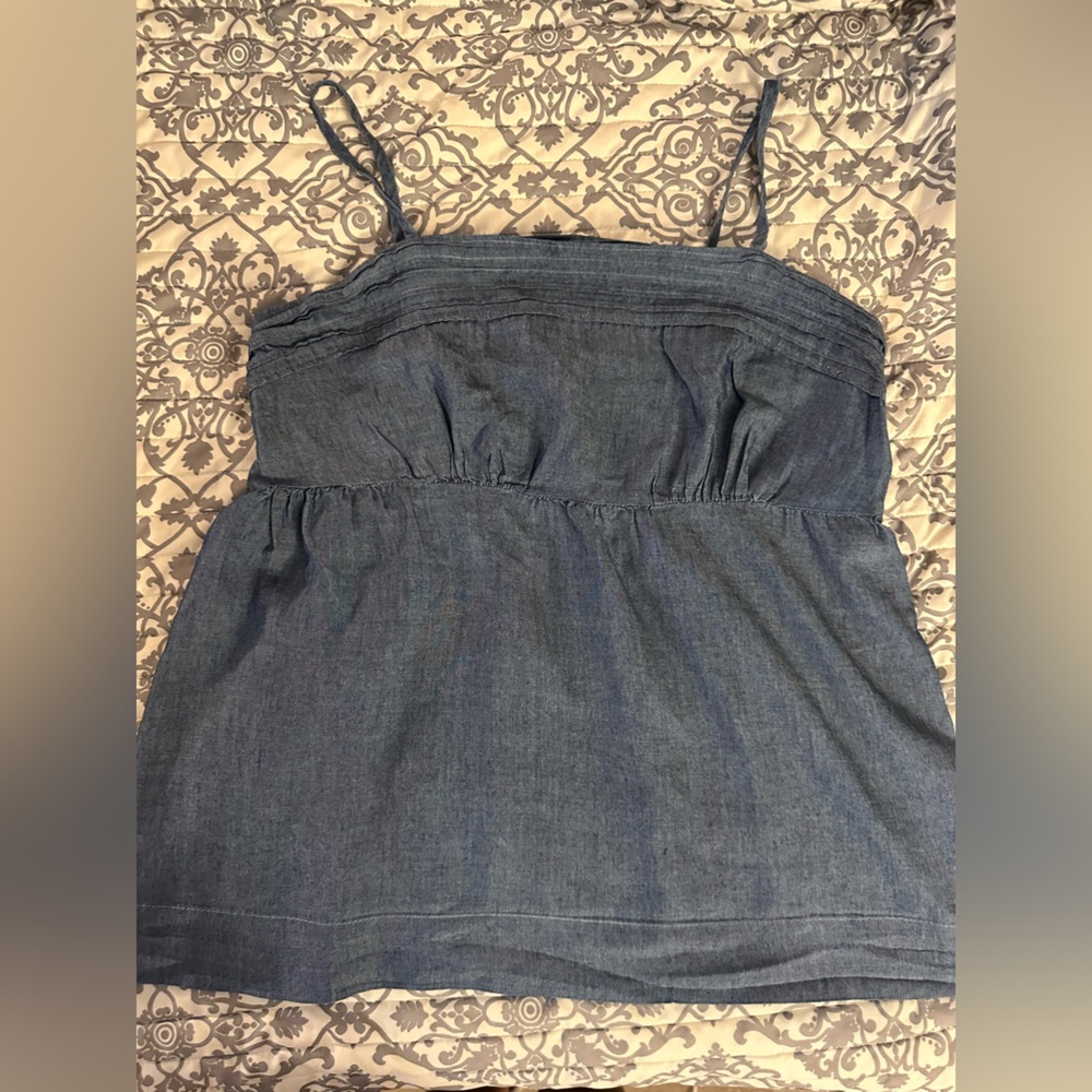 LOFT Blue Smocked top